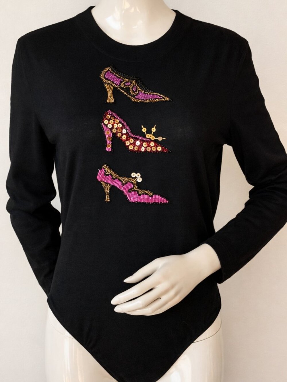 Vintage Escada Margaretha Ley Beaded Cashmere Wool Bodysuit Top